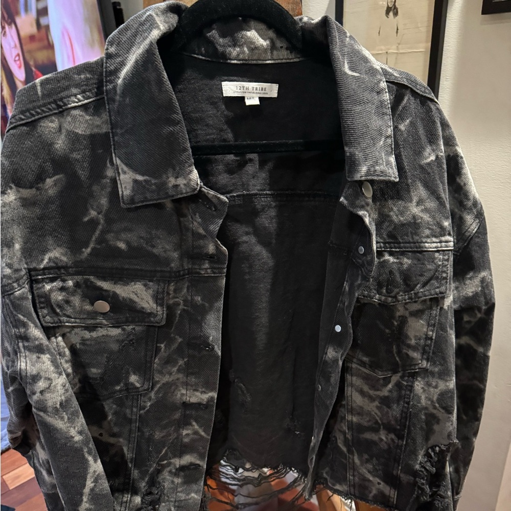 Cropped denim tie dye 12th tribe